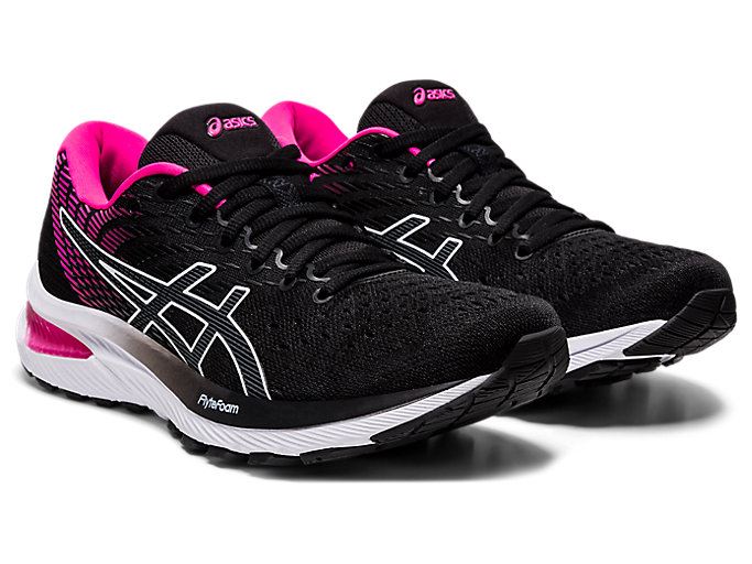 Black / Pink Asics GEL-CUMULUS 22 Women's Running Shoes | MCAM3510