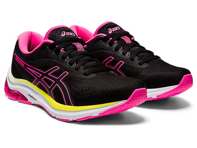 Black / Pink Asics GEL-PULSE 12 Women's Running Shoes | EEHC0977