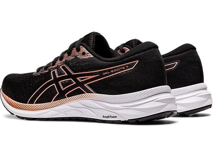 Black / Rose Gold Asics GEL-Excite 7 Women's Running Shoes | WLWO1313