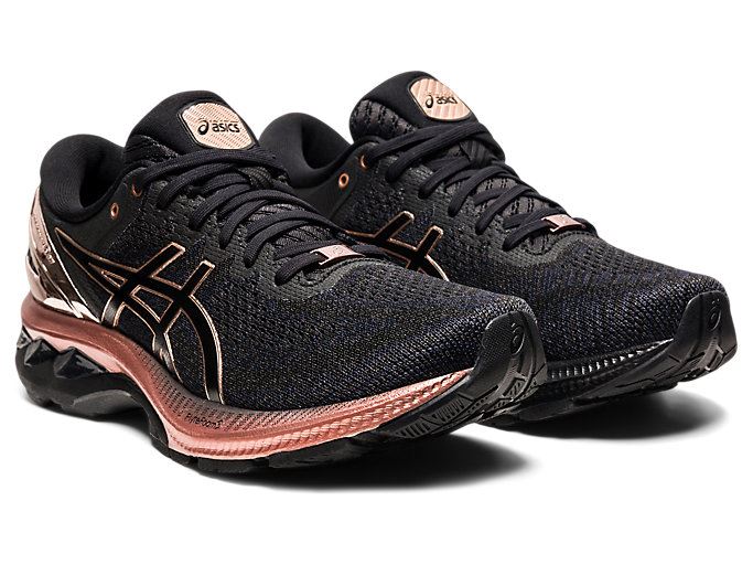 Black / Rose Gold Asics GEL-KAYANO 27 Women's Running Shoes | HVVH1985