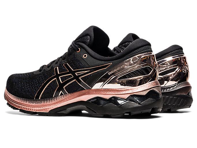 Black / Rose Gold Asics GEL-KAYANO 27 Women's Running Shoes | HVVH1985