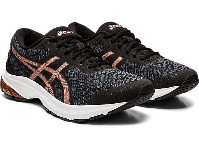 Black / Rose Gold Asics GEL-KUMO LYTE (D) Women's Running Shoes | PUGY7136