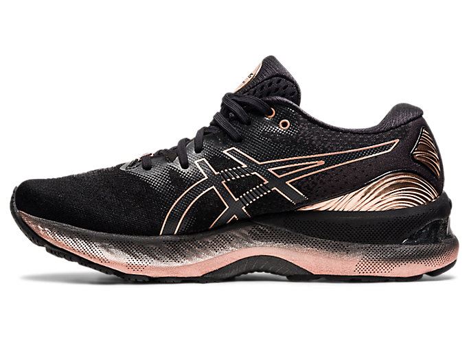 Black / Rose Gold Asics GEL-NIMBUS 23 PLATINUM Women's Running Shoes | WHYX2917