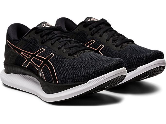 Black / Rose Gold Asics GLIDERIDE Women's Running Shoes | FNSA0130