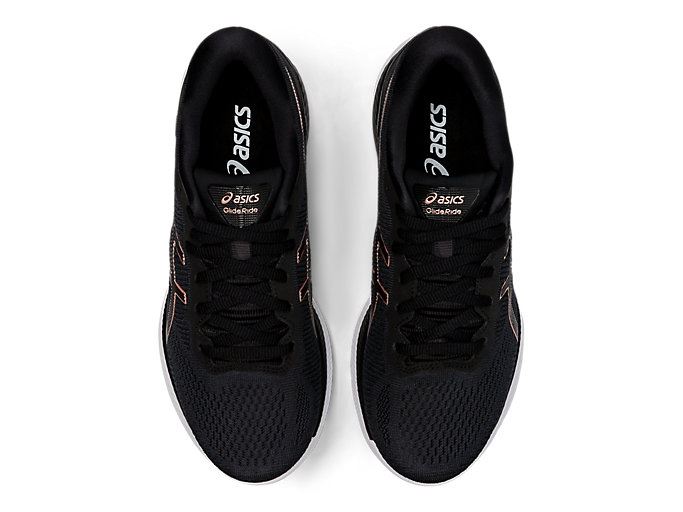 Black / Rose Gold Asics GLIDERIDE Women's Running Shoes | FNSA0130