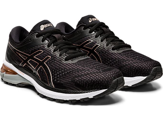 Black / Rose Gold Asics GT-2000 8 (D) Women's Running Shoes | CYBU8518