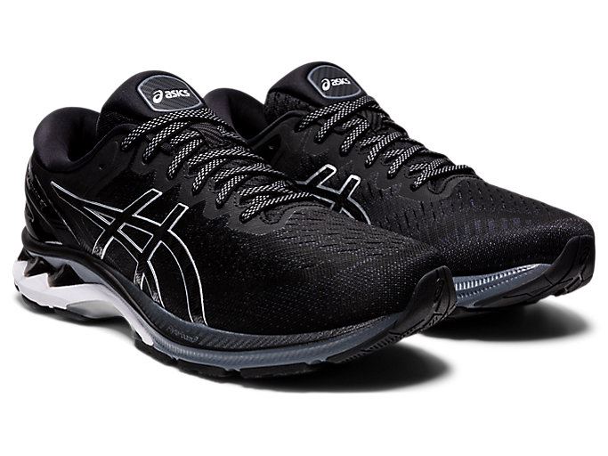 Black / Silver Asics GEL-KAYANO 27 (2E) Men's Running Shoes | GRMW0456