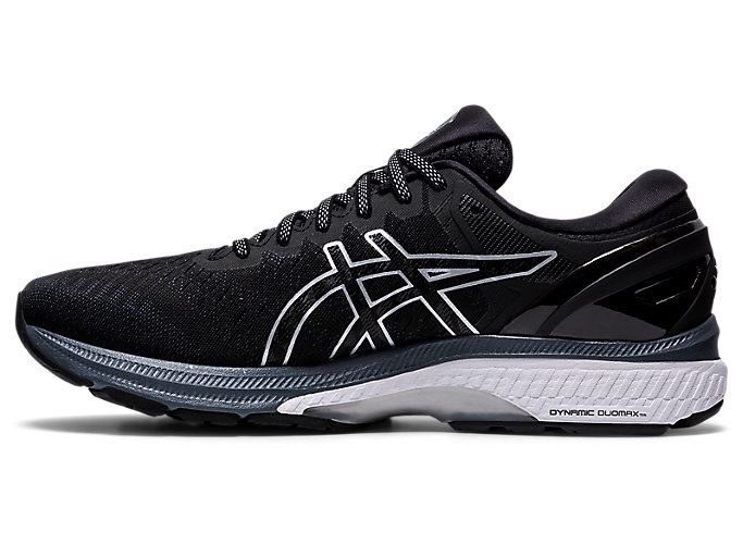 Black / Silver Asics GEL-KAYANO 27 (2E) Men's Running Shoes | GRMW0456