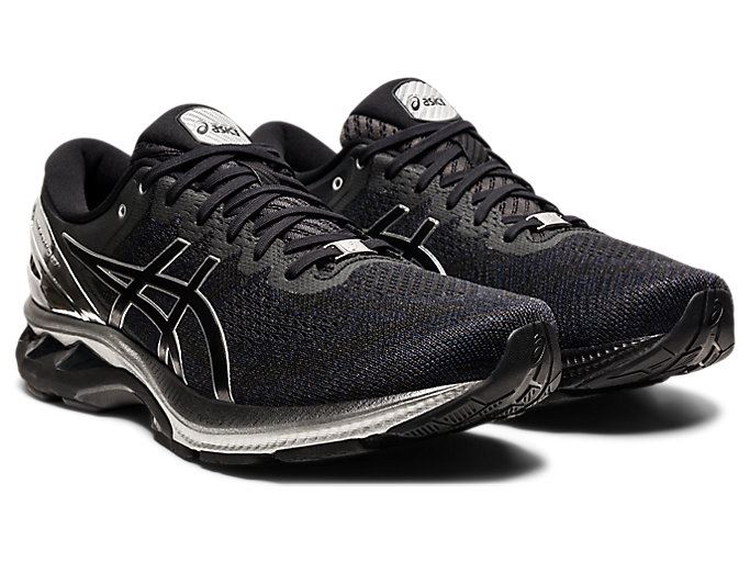 Black / Silver Asics GEL-KAYANO 27 PLATINUM Men's Running Shoes | MKVR4260