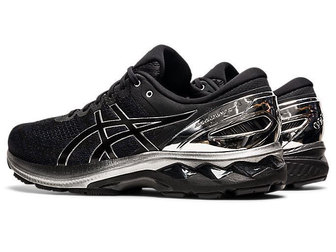 Black / Silver Asics GEL-KAYANO 27 PLATINUM Men's Running Shoes | MKVR4260