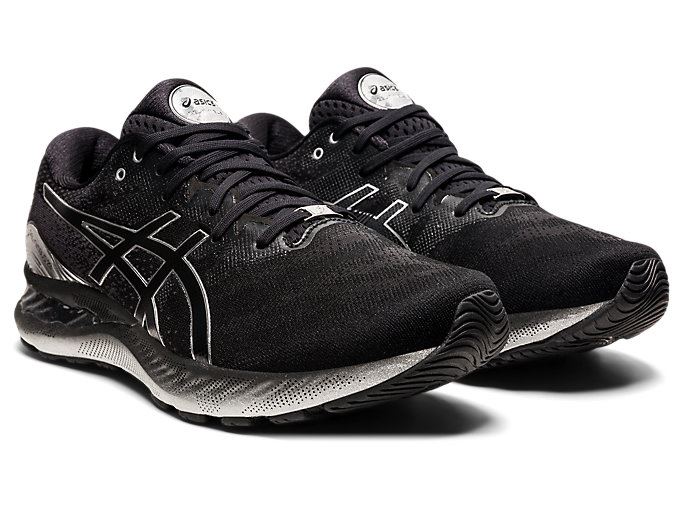 Black / Silver Asics GEL-NIMBUS 23 PLATINUM Men's Running Shoes | PXZX1427