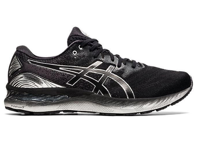 Black / Silver Asics GEL-NIMBUS 23 PLATINUM Men's Running Shoes | PXZX1427