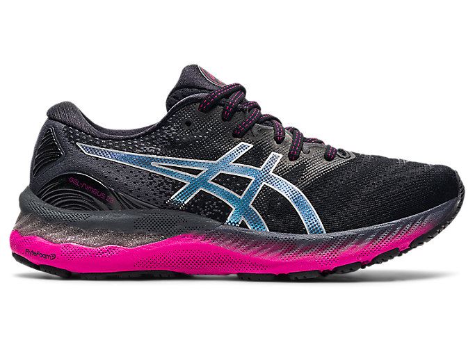 Black / Silver Asics GEL-NIMBUS 23 Women's Running Shoes | FYMG0706