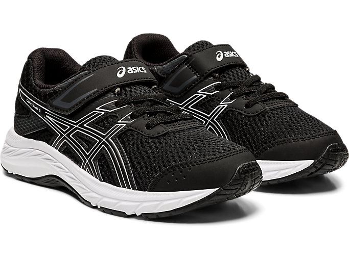 Black / White Asics Contend 6 PS Kids' Sneakers | BWCY8974