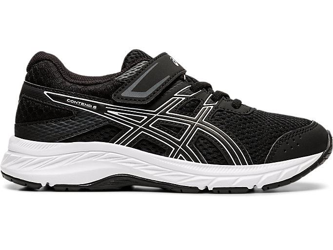 Black / White Asics Contend 6 PS Kids\' Sneakers | BWCY8974