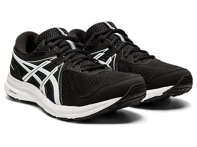 Black / White Asics GEL-CONTEND 7 (4E) Men's Running Shoes | KVLV1739