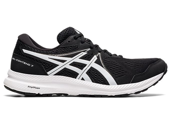 Black / White Asics GEL-CONTEND 7 (4E) Men's Running Shoes | KVLV1739