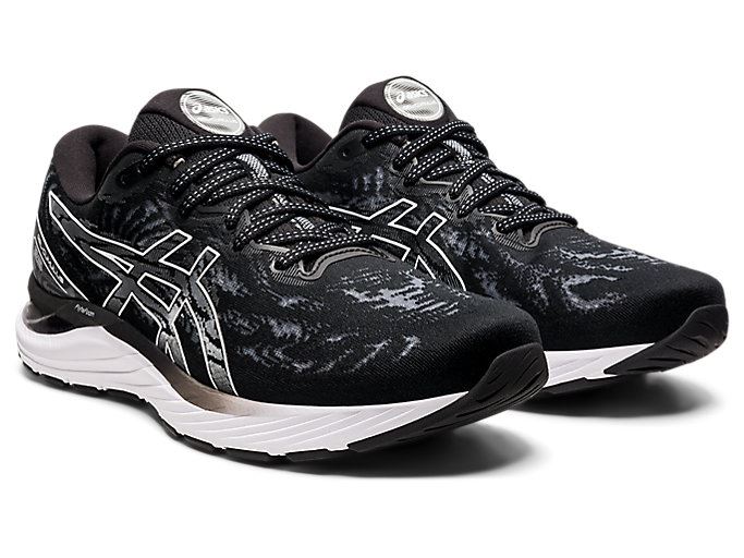 Black / White Asics GEL-CUMULUS 23 (2E) Men's Running Shoes | DVZS3163