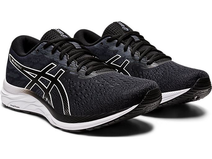 Black / White Asics GEL-Excite 7 (4E) Men's Running Shoes | ZFPP6386