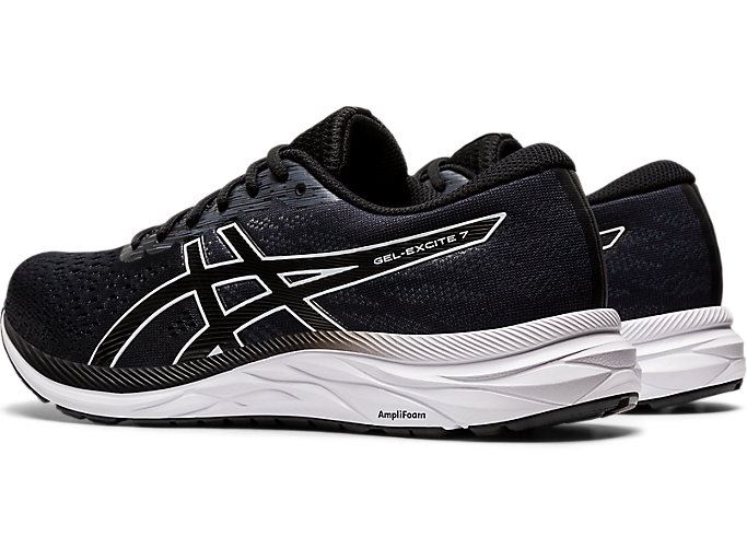 Black / White Asics GEL-Excite 7 (4E) Men's Running Shoes | ZFPP6386