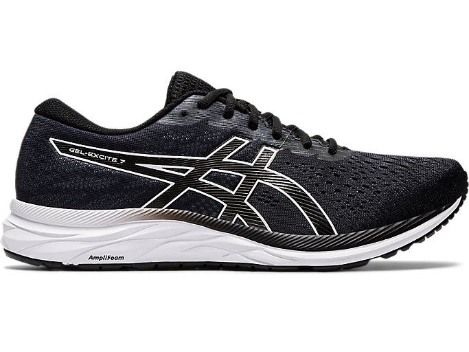 Black / White Asics GEL-Excite 7 (4E) Men\'s Running Shoes | ZFPP6386