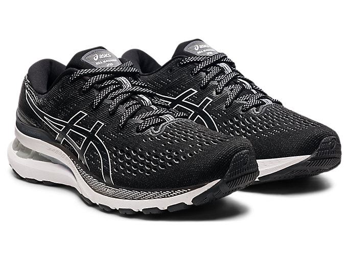 Black / White Asics GEL-KAYANO 28 (D) Women's Running Shoes | BYJJ1715