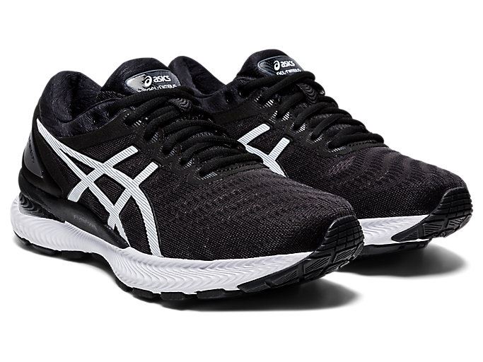 Black / White Asics GEL-Nimbus 22 Women's Running Shoes | ENEL7159