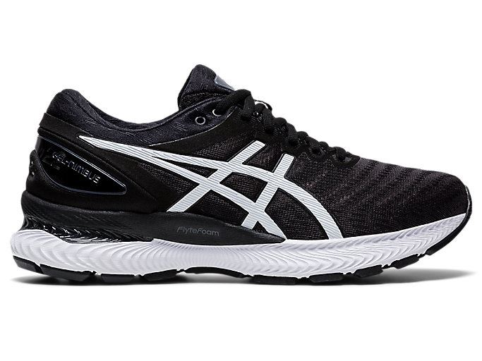 Black / White Asics GEL-Nimbus 22 Women's Running Shoes | ENEL7159