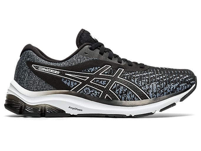 Black / White Asics GEL-PULSE 12 Knit Men\'s Running Shoes | PGNG0239