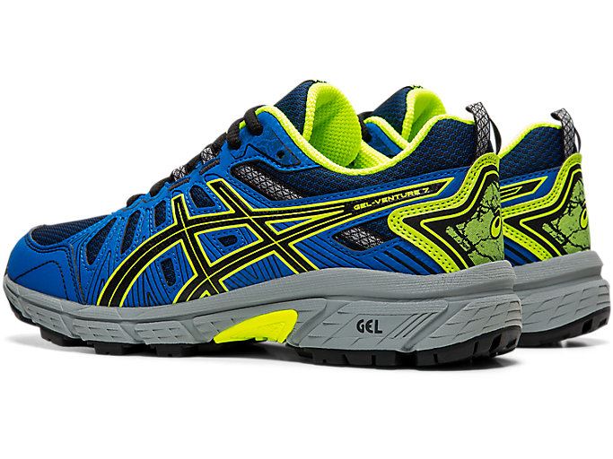 Black / Yellow Asics GEL-VENTURE 7 GS Kids' Sneakers | LCTQ8474