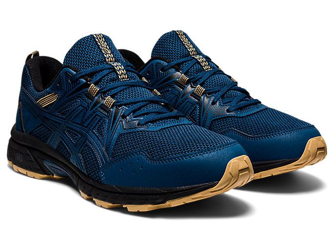 Blue / Black Asics GEL-VENTURE 8 (4E) Men's Trail Running Shoes | NJNW7251