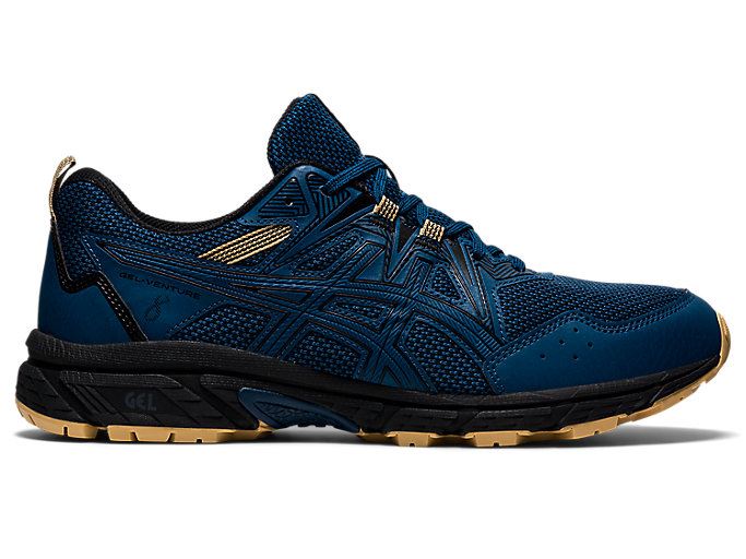 Blue / Black Asics GEL-VENTURE 8 (4E) Men\'s Trail Running Shoes | NJNW7251