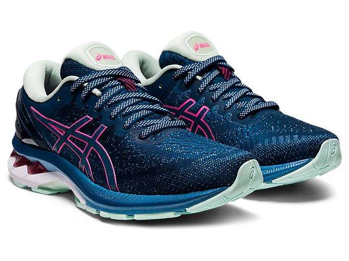 Blue / Pink Asics GEL-KAYANO 27 Women's Running Shoes | CDET2892