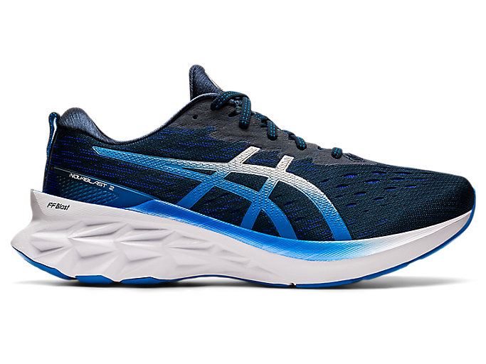 Blue / Silver Asics NOVABLAST 2 Men's Running Shoes | ZKJN2678