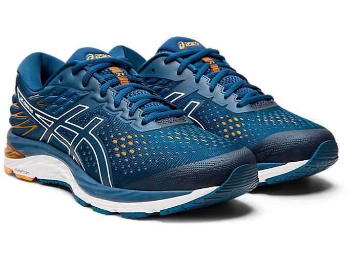 Blue / White Asics GEL-CUMULUS 21 Men's Running Shoes | UKEO0513