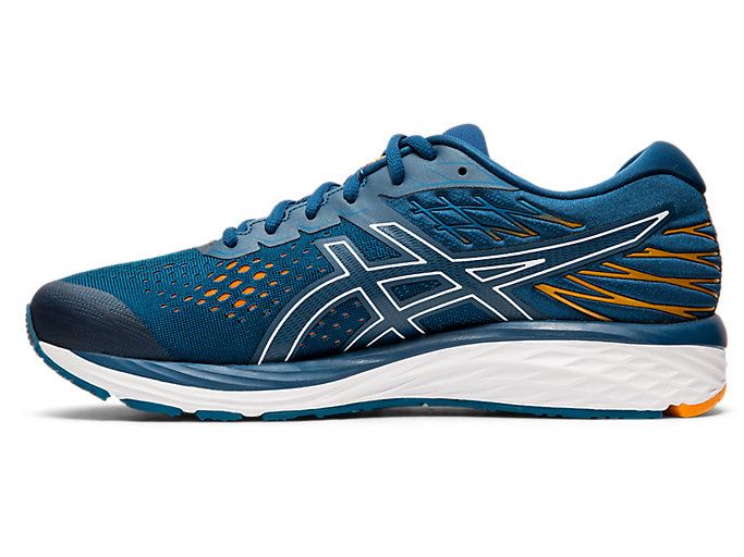 Blue / White Asics GEL-CUMULUS 21 Men's Running Shoes | UKEO0513