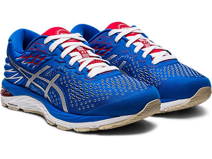 Blue / White Asics GEL-Cumulus 21 Retro Tokyo Women's Running Shoes | BHOW7568