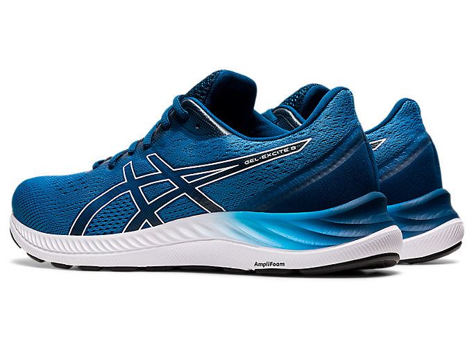 Blue / White Asics GEL-EXCITE 8 Men's Running Shoes | YQVH1035