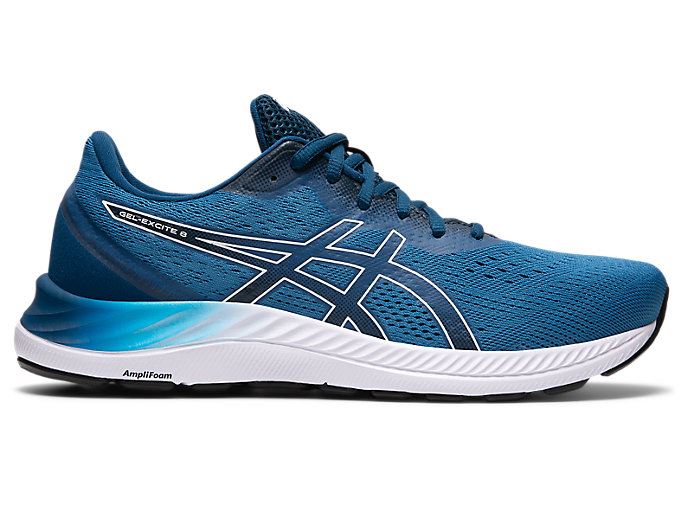 Blue / White Asics GEL-EXCITE 8 Men\'s Running Shoes | YQVH1035