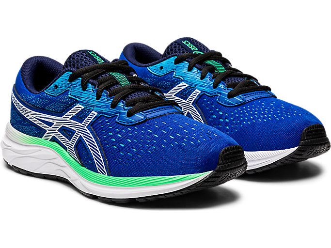 Blue / White Asics GEL-Excite 7 GS Wide Kids' Sneakers | YMVZ9150