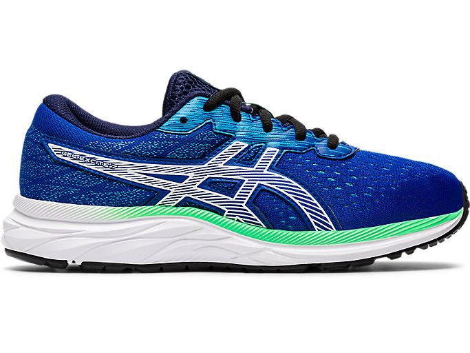 Blue / White Asics GEL-Excite 7 GS Wide Kids\' Sneakers | YMVZ9150