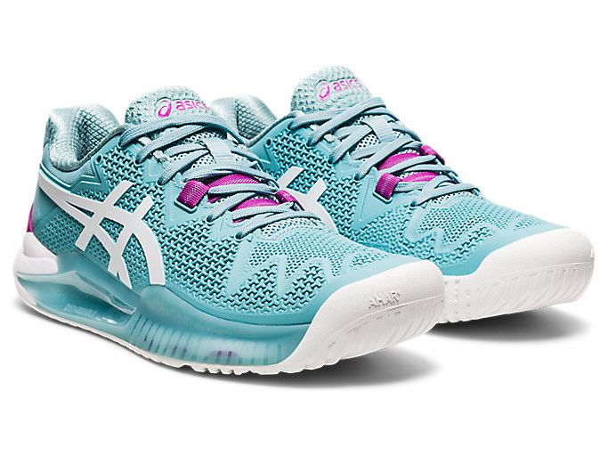 Blue / White Asics GEL-RESOLUTION 8 (D) Women's Tennis Shoes | JURQ9236