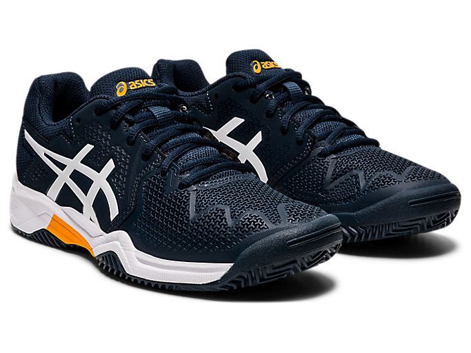 Blue / White Asics GEL-Resolution 8 GS Kids' Sneakers | YMUX2629