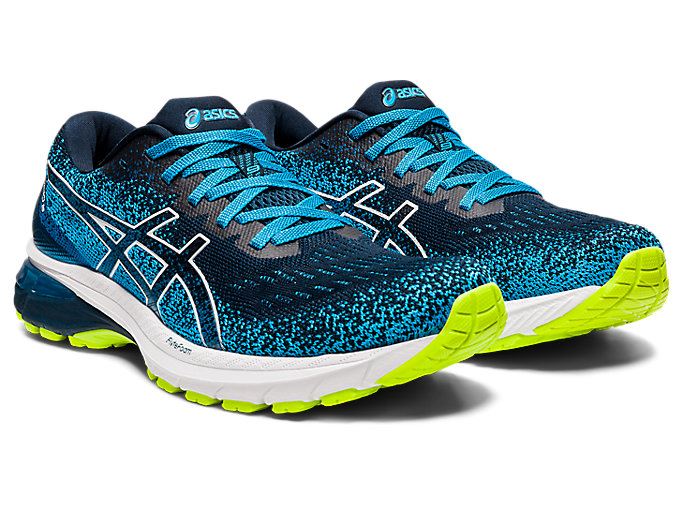 Blue / White Asics GT-2000 9 KNIT Men's Running Shoes | LTZB0736