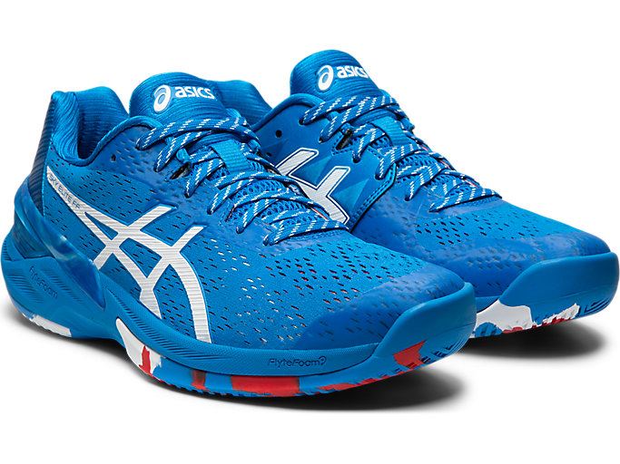 Blue / White Asics Sky Elite FF L.E. Retro Tokyo Women's Volleyball Shoes | QRRO3184