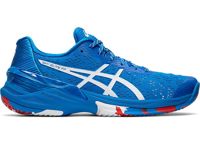 Blue / White Asics Sky Elite FF L.E. Retro Tokyo Women's Volleyball Shoes | QRRO3184