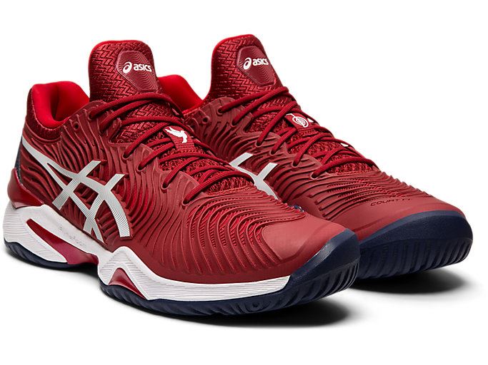 Burgundy / White Asics COURT FF NOVAK Men's Tennis Shoes | MQPN1464