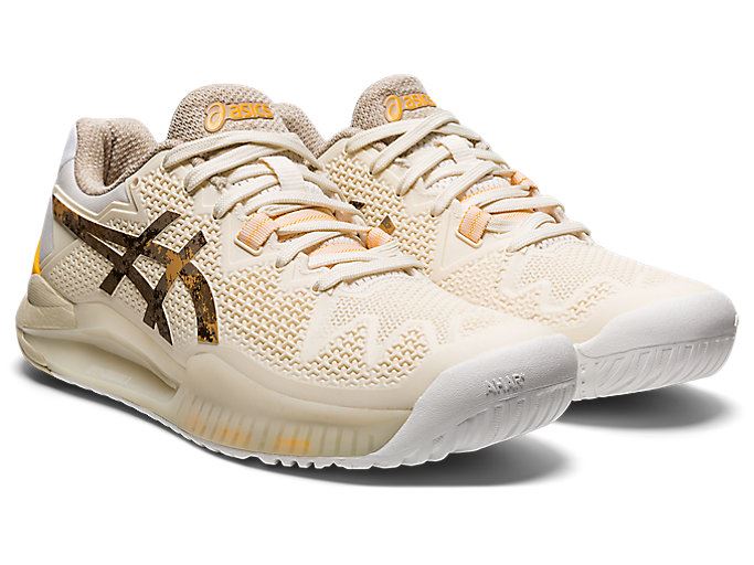 Cream Asics GEL-RESOLUTION 8 L.E. Women's Tennis Shoes | QRIR4475