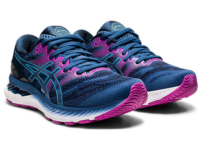 Dark Grey / Light Turquoise Asics GEL-NIMBUS 23 Women's Running Shoes | JYBM9776