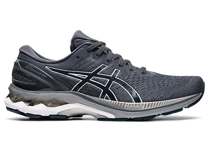 Grey / Blue Asics GEL-KAYANO 27 Men\'s Running Shoes | UVOO7739